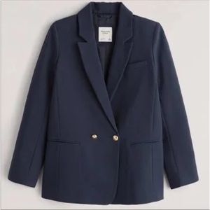 abercrombie womens navy double breasted oversized blazer